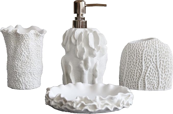 Hymmah Bathroom Accessories Set, Coral Seashell Design Toothbrush Holder by Hymmah