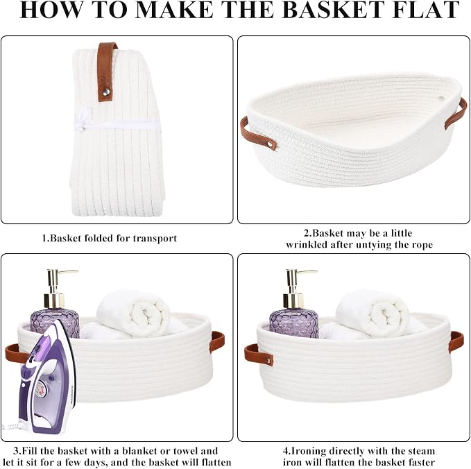 Bathroom Countertop Organizer Basket, Cotton Rope Woven Storage Basket Toilet - Image 7