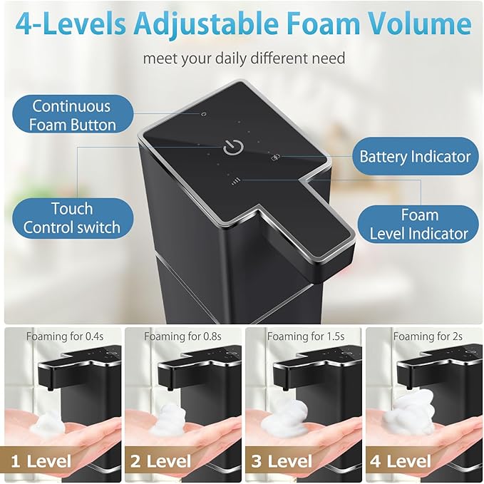 Automatic Foaming Soap Dispenser Touchless 380ml/12.8oz Rechargeable Hand Soap - Image 4