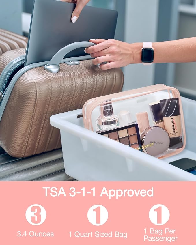 BAGSMART Clear Toiletry Bag, 2 Pack TSA Approved Travel Toiletry Bag Carry on - Image 3
