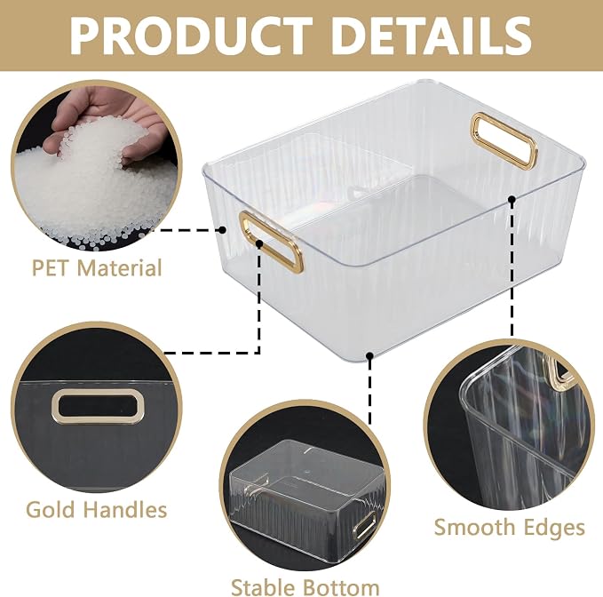 4 Pack Clear Plastic Storage Container Bins - Image 3