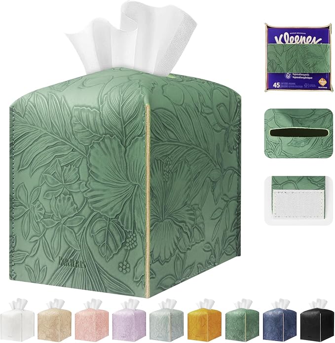 Tissue Box Holder Cover Square Tissue Cube Cover PU Leather Tissue Organizer by DecorateYourHome