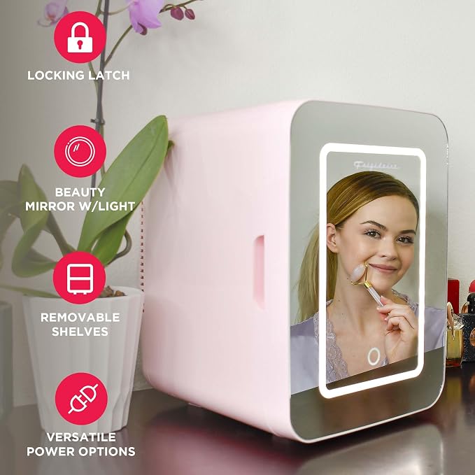 FRIGIDAIRE Mini Personal Fridge Cooler, LED Lighted Mirror, 6.5L Capacity - Image 3