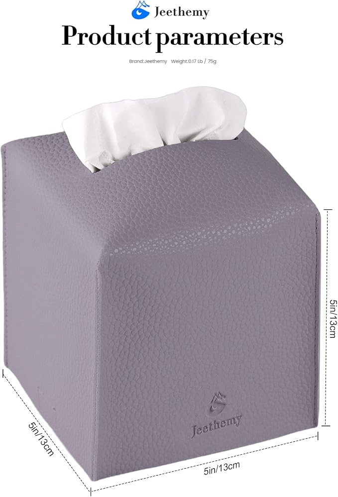 Tissue Box Cover, Jeethemy Square PU Leather Tissue Box Holder, Modern Tissue - Image 5
