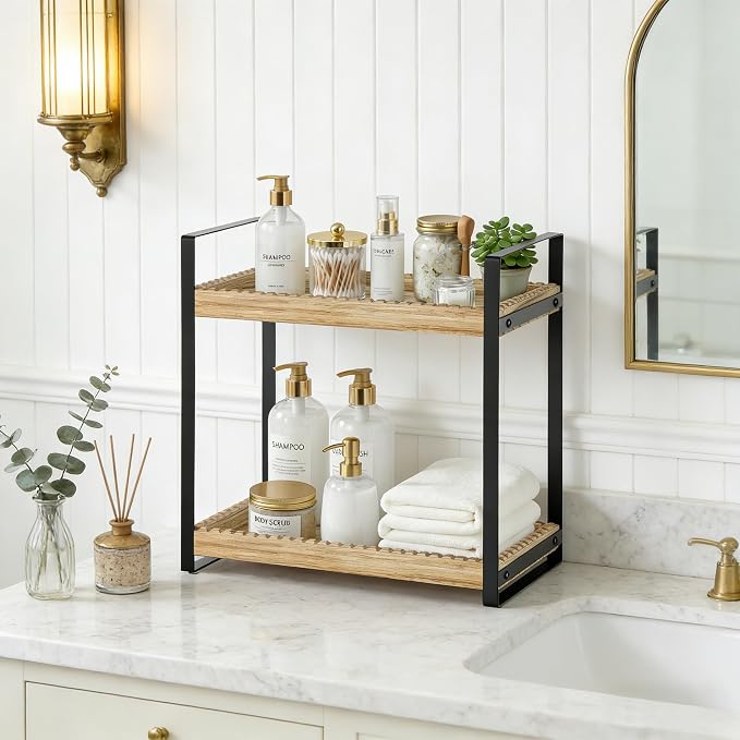 2 Tier Bathroom Organizers and Storage, Farmhouse Countertop Organizer - Image 2
