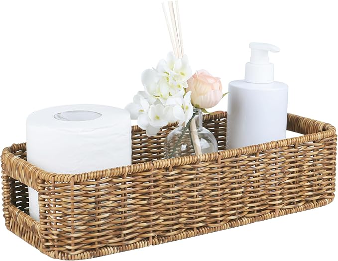Resin Wicker Toilet Paper Basket: Water-Resistant Handmade Organizer by UPINFREE