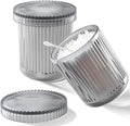 rejomiik Glass Qtip Holder Dispenser 2 Pack, Bathroom Canister Apothecary Jars by rejomiik