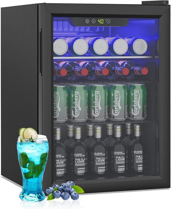 Compact Beverage Refrigerator, 2.6Cu.Ft/95 Can Mini Fridge by Stopsad