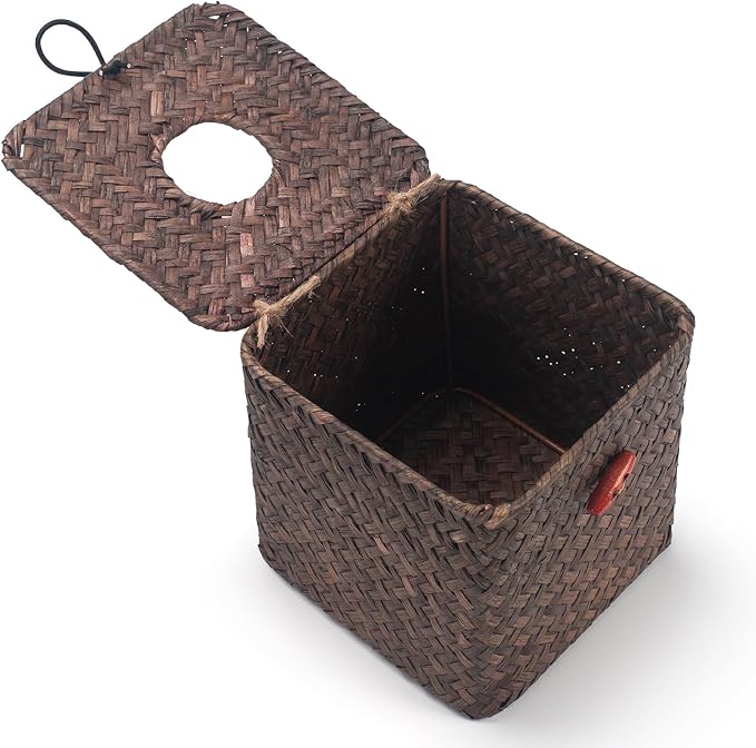 Seagrass Square Tissue Box Cover Woven Napkin Holder Decorative - Image 3