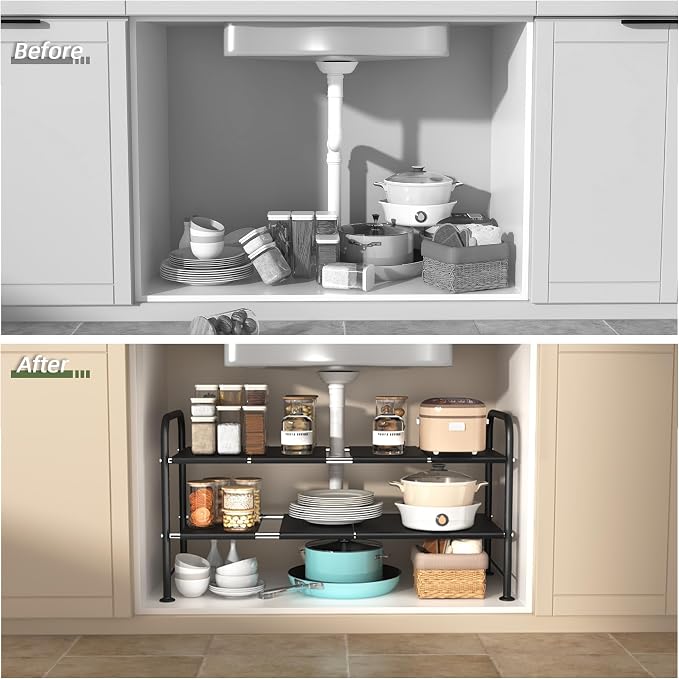 NETEL Adjustable Under Sink Organizers and Storage, Expandable Cabinet Storage - Image 2