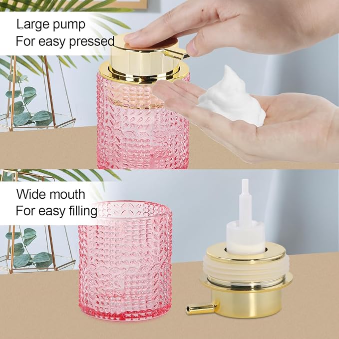 Glass Foaming Soap Dispenser, 10oz Refillable Bathroom Foam Hand Soap Dispenser - Image 6