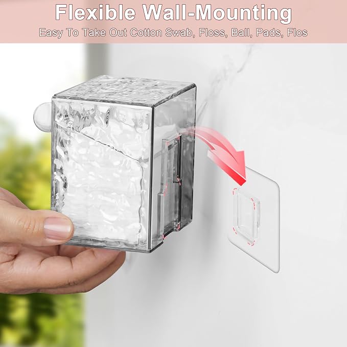 Qtip Holder Dispenser, Wall Mounted Plastic Cotton Pad Holder, Cotton Ball - Image 4