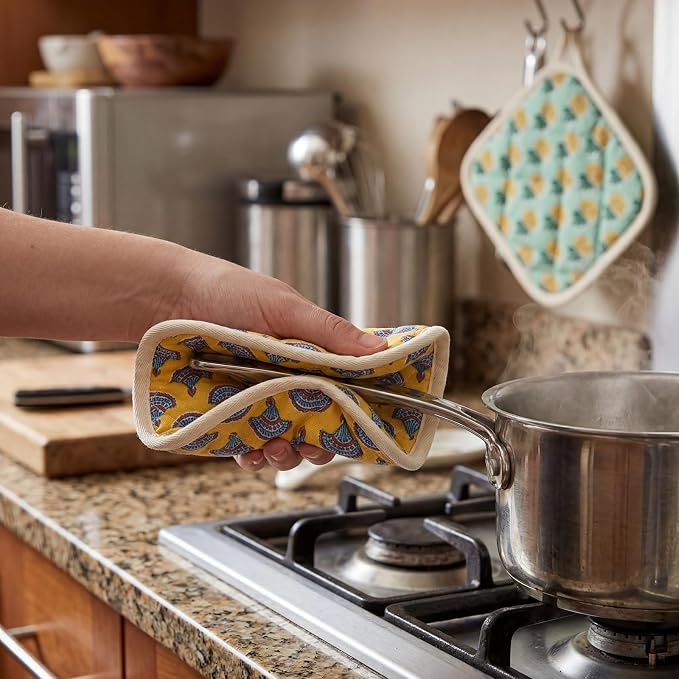 6 Pack Pot Holders 100% Cotton Heat Resistant Potholder, Machine Washable Pot - Image 4
