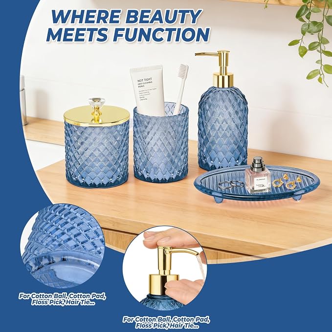 Jenseits Glass Bathroom Accessory Set 4 Piece - Image 4
