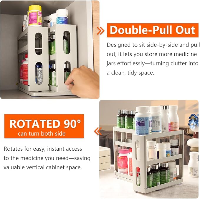 Medicine Organizer 2 Three-Decker Shelves Cabinet Storage Rack Organizer - Image 5