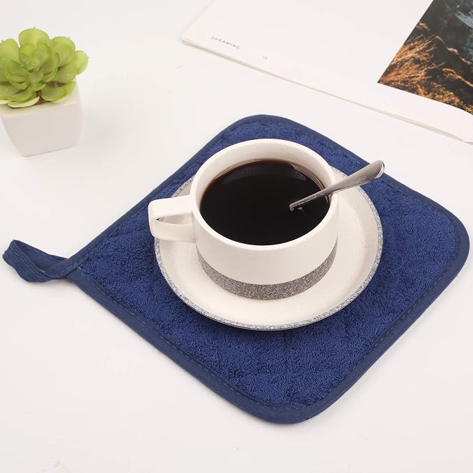 100% Cotton Kitchen Everyday Basic Terry Pot Holder Heat Resistant Coaster - Image 7
