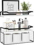 WOPITUES Floating Shelves with Wire Storage Basket, Bathroom Shelves Over by WOPITUESOfficial