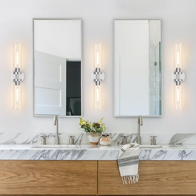 Wall Sconces Set of Two, Chrome Bathroom Sconces Wall Lighting - Image 5