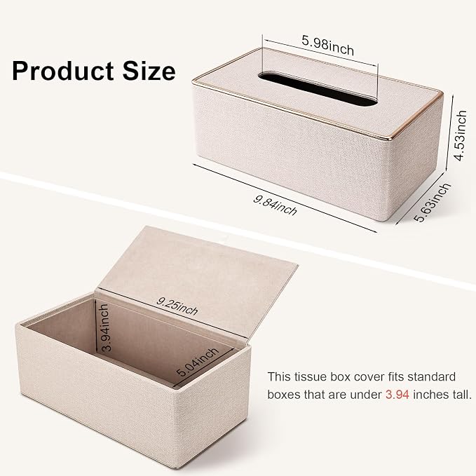 Tissue Box Cover, PU Leather Tissue Box Holder, Rectangular Tissue Box Covers - Image 2
