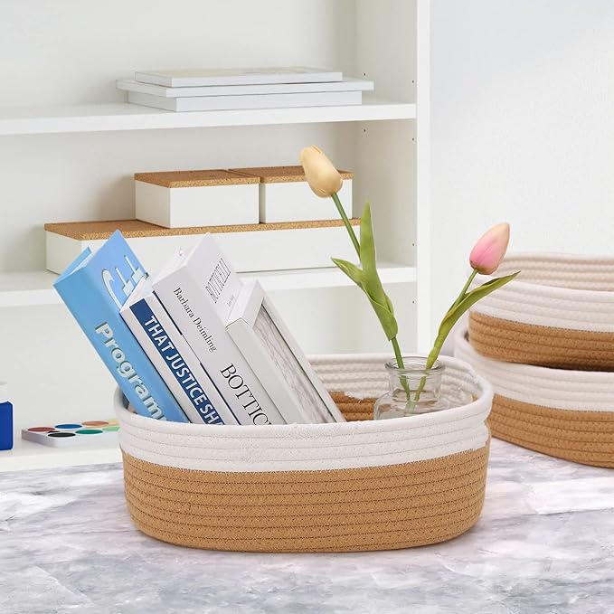 7 Piece Cotton Rope Woven Basket Set - Image 5