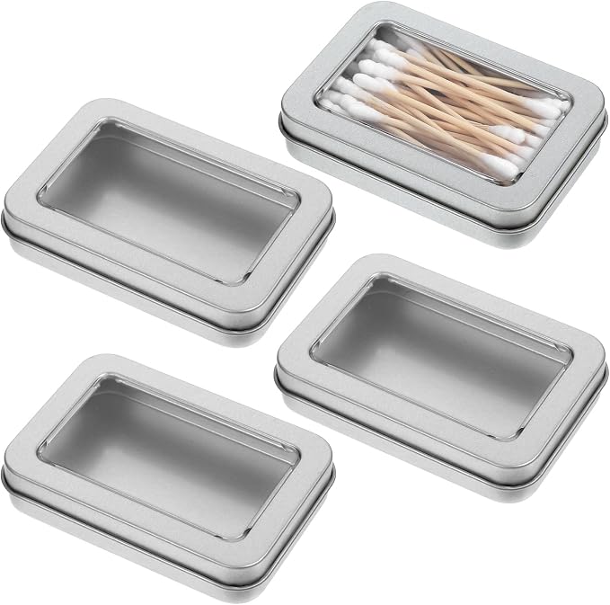 4Pcs Travel Cotton Swab Holder, Portable Floss Pick Holder, Metal Cotton Ball by Unknown