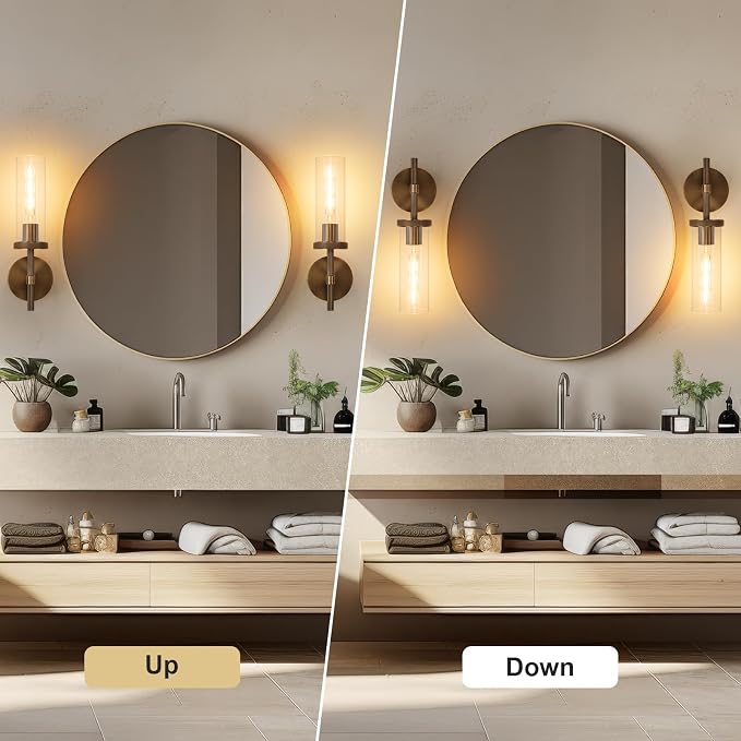 15" Knurled Bronze Hardwired Wall Sconces Set of 2, Bathroom Vanity Light - Image 5