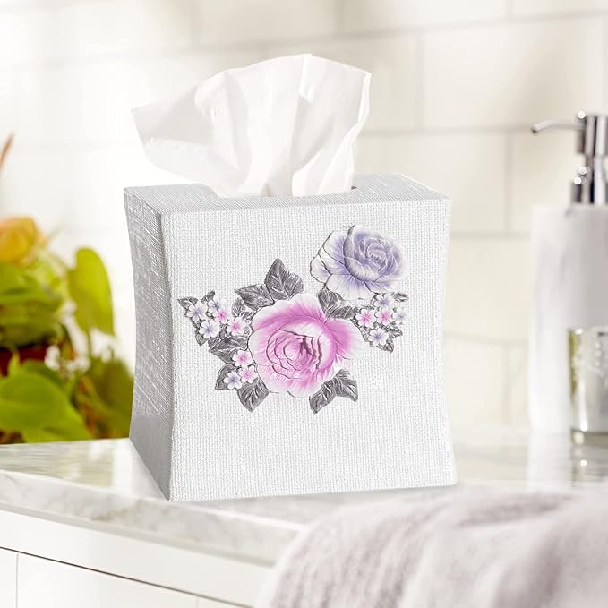 Zahari Home 2pc Michelle Bathroom Set Waste Basket & Tissue Cover Modern - Image 3
