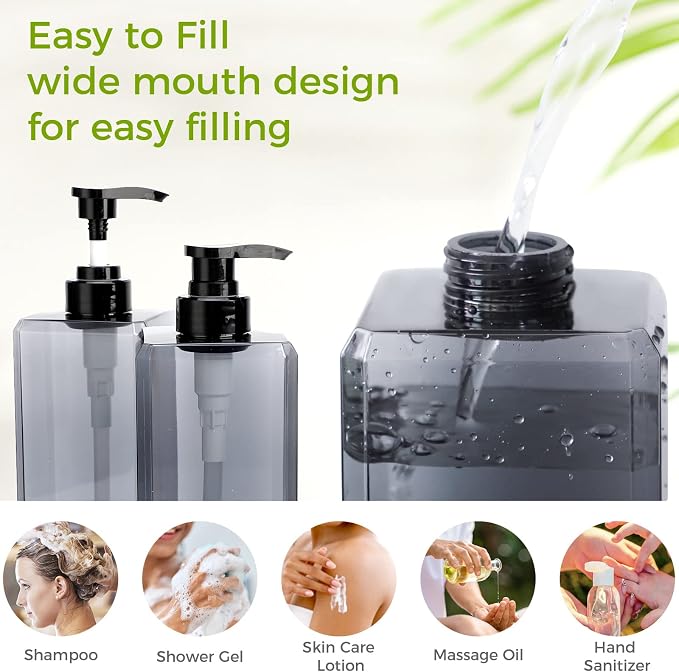 Suream 33.8oz Refillable Shampoo Bottles - Image 5