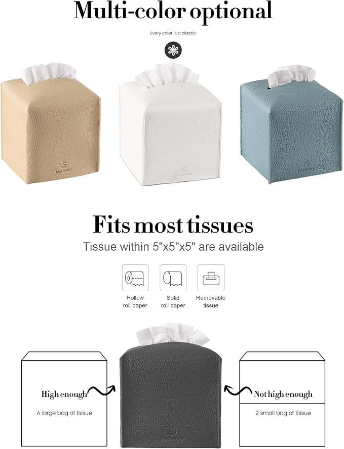 Tissue Box Cover, Jeethemy Square PU Leather Tissue Box Holder, Modern Tissue - Image 6