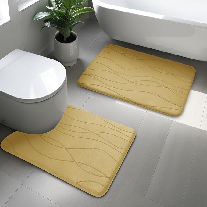 YIHOUSE Memory Foam Bathroom Rug Sets 2 Piece, Ultra Absorbent Bath Mat - Image 3