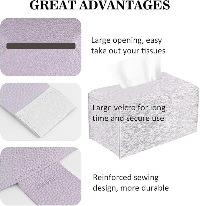 Tissue Box Cover PU Leather Tissue Holder Rectangle Facial Tissue Case Tissue - Image 4