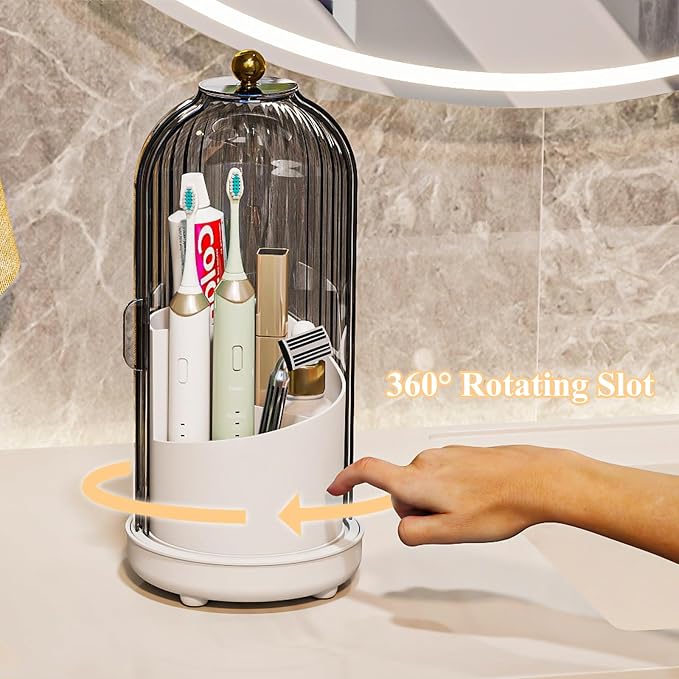 Toothbrush Holders with Cover, Drainage Rotating Electric Toothbrush Organizer - Image 5