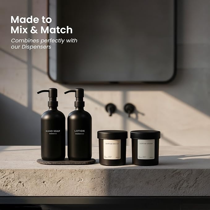 MaisoNovo Qtip Holder Bathroom Set – Airtight Glass Qtip Holder - Image 11