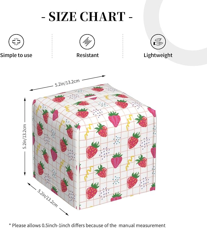 Cute Pink Strawberries Tissue Box Cover Square, Cartoon Strawberry Fruits - Image 4