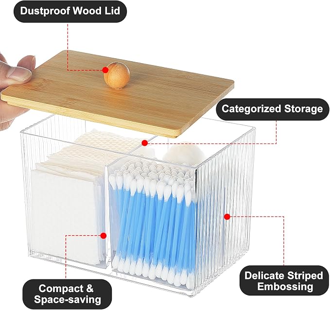 KIMCHOMERSE Qtip Holder Storage, Bathroom Cotton Ball Holder Canisters - Image 3