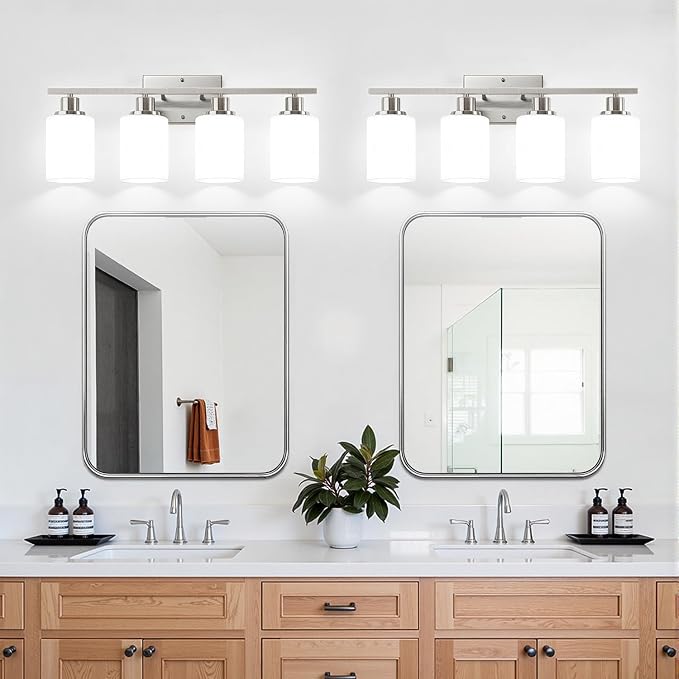 4-Light Bathroom Light Fixtures, Brushed Nickel Vanity Lights - Image 7
