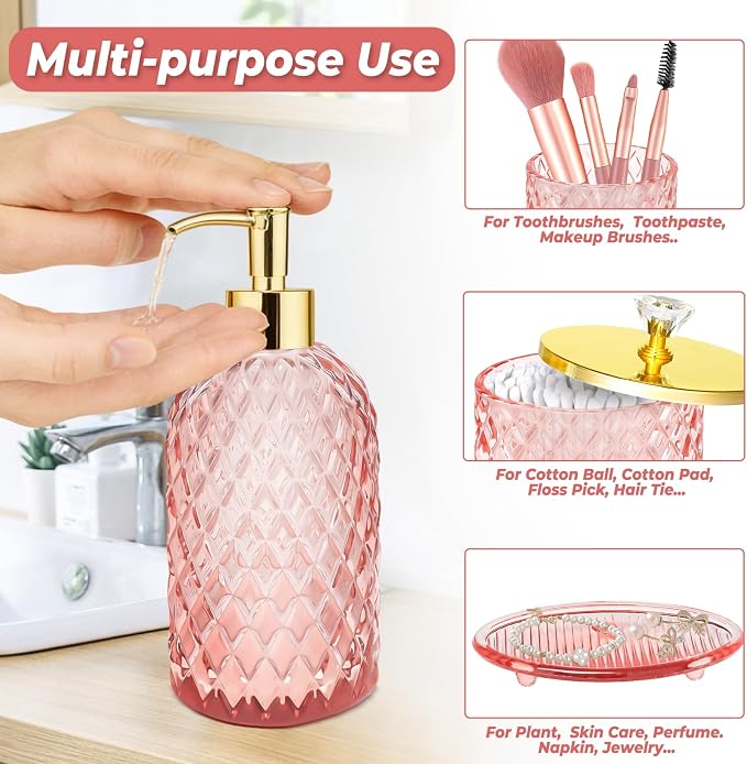 Jenseits Diamond Glass Bathroom Accessories Set 4 Pcs - Image 3