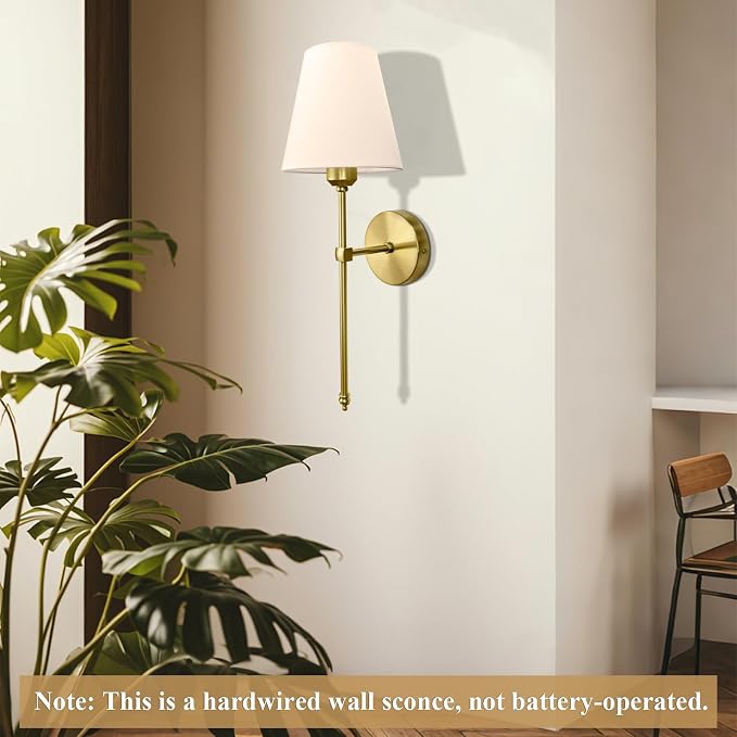 Bsmathom Wall Sconces Sets of 2, Hardwired Classic Brushed Brass Sconces Wall - Image 7