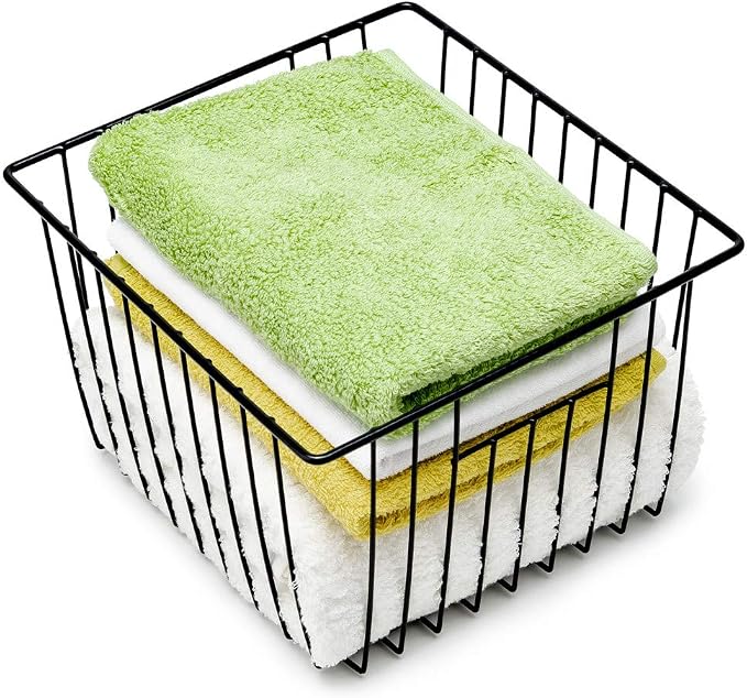 SANNO Black Closet Baskets Freezer Baskets Pantry Storage Wire Basket, Wire - Image 4