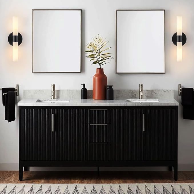 Wall Sconces Set of Two Matte Black Bathroom Wall Sconce Light Set of 2 Modern - Image 5