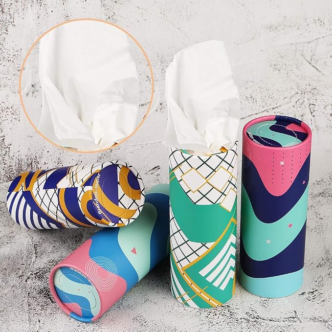 Car Tissue Holder with Facial Tissue Bulk, Car Tissues Box Round Container - Image 4