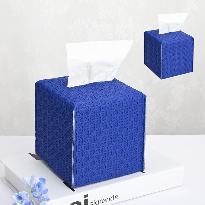 HOMOTEK 2 Pack Tissue Box Cover, Square PU Leather Tissue Holder, Decorative by HOMOTEK
