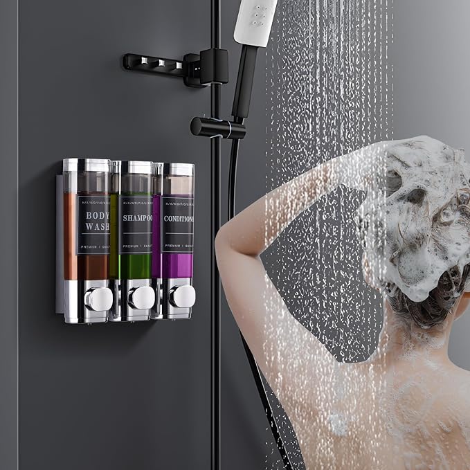 Shower Soap Dispenser Wall Mounted No Drill Shampoo Dispenser - Image 6