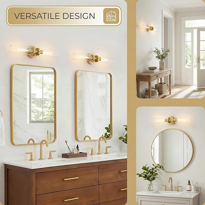 Wall Sconces 2-Pack, Hardwired Bathroom Light Fixtures, Modern Farmhouse Vanity - Image 4