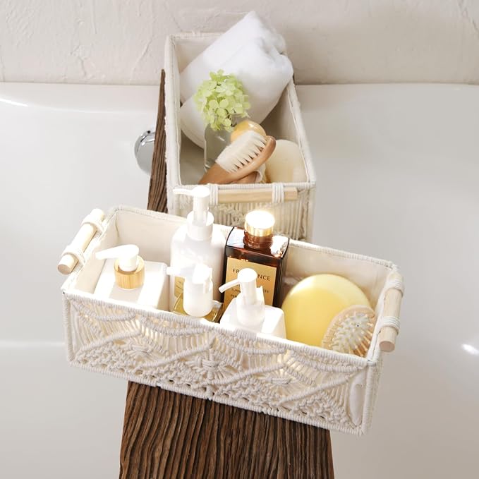 Nonam Macrame Storage Baskets, Boho Decor Style Woven Storage Boxes - Image 6