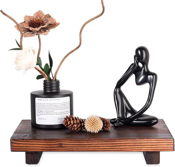 Bathroom Counter Organizer Wood Pedestal Stand Farmhouse Decorative Tray Soap - Image 7