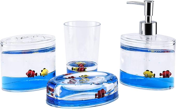 Locco Decor 4 Piece Acrylic Liquid 4D Floating Motion Bathroom Vanity Accessory - Image 6