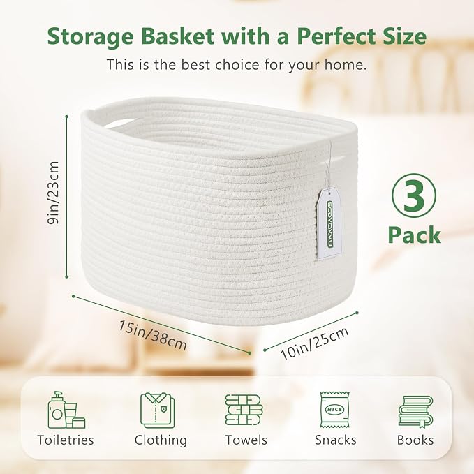 Cotton Rope Storage Basket, Woven Basket - Image 3
