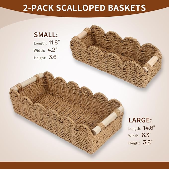 Paper Rope Storage Basket Set of 2 - Image 3