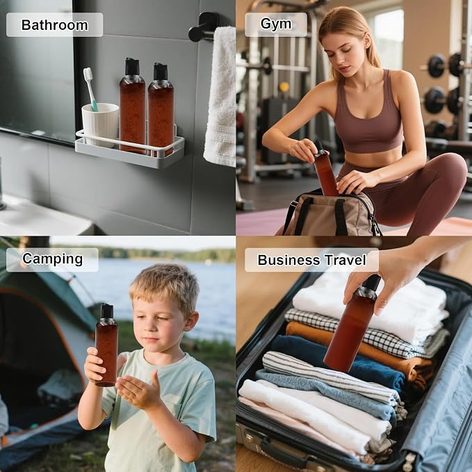 6 Pack 8 oz Amber Plastic Squeeze Bottles - Image 8
